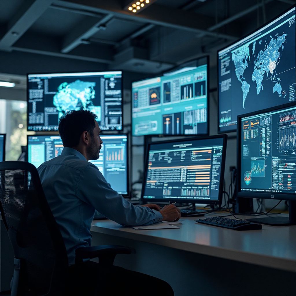 Centro control monitoreo red carga eléctrica